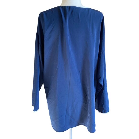 Vintage Natori II Blue Satin Pajama Top Large - Picture 3 of 4